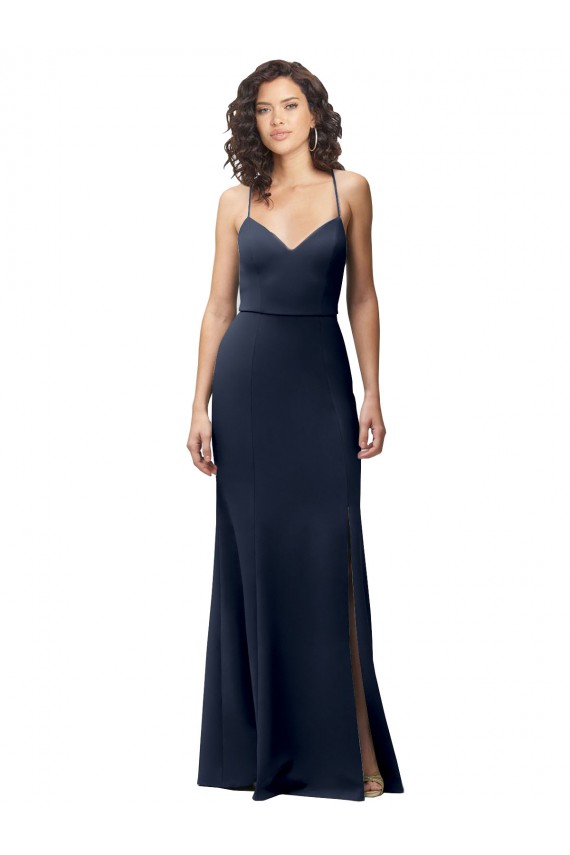 Discount Sweetheart Fit and Flare Stretch Formal Crepe Bridesmaid Dress / Prom Dress with Side Slit and Strappy Back UK