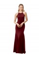 Discount Fit and Flare Halter Neckline Stretch Formal Crepe Bridesmaid Dress / Prom Dress with Strappy Back UK