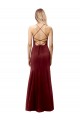 Discount Fit and Flare Halter Neckline Stretch Formal Crepe Bridesmaid Dress / Prom Dress with Strappy Back UK
