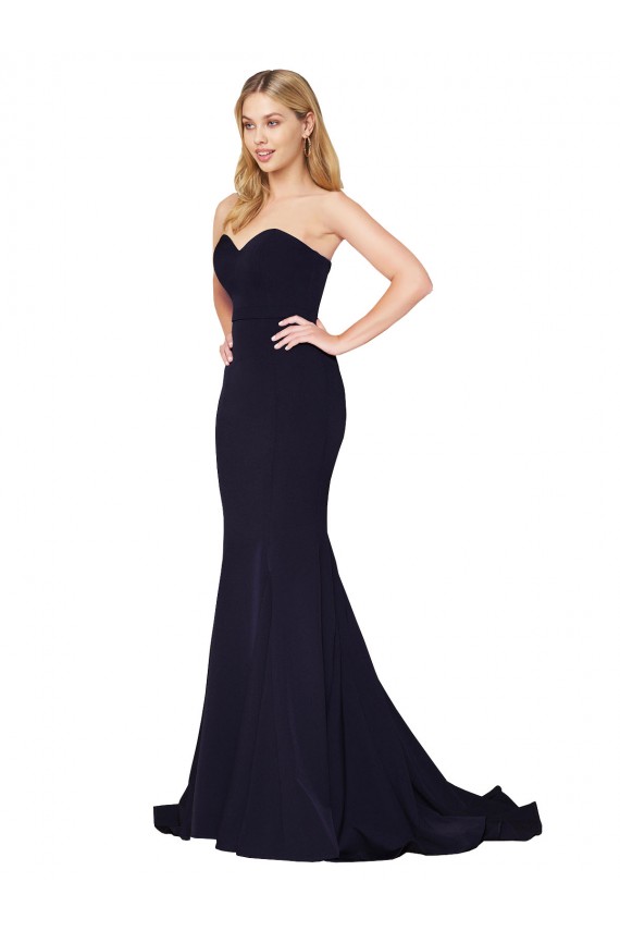 Discount Sweetheart High Neck Sweep Train Sleeveless Formal Crepe Bridesmaid Dress / Prom Dress UK