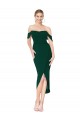 Discount Off the Shoulder Knee Length Formal Crepe Short Cocktail Wrap Bridesmaid Dress / Prom Dress UK