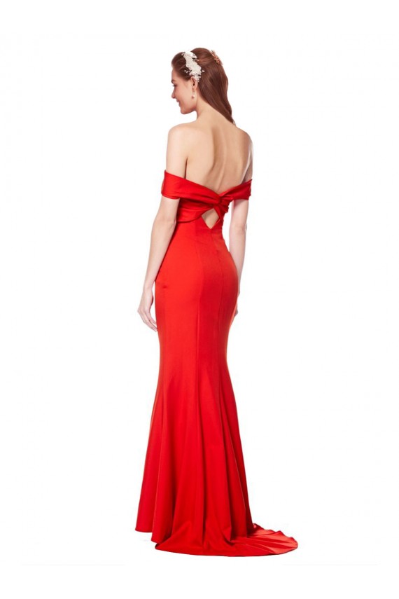 Discount Cross Front and Back Bardot Sleeveless Formal Crepe Maxi Bridesmaid Dress / Prom Dress UK