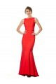 Discount High Neck Maxi Formal Crepe Bridesmiad Dress with Exaggerated Back Ruffle UK