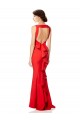 Discount High Neck Maxi Formal Crepe Bridesmiad Dress with Exaggerated Back Ruffle UK