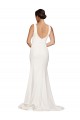 Discount Square Neck Long Sheath Sweep Train Crepe Bridesmaid Dress / Prom Dress  UK