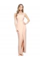 Discount Floor Length Square Neck Long Sheath Formal Crepe Bridesmaid Dress / Prom Dress  UK