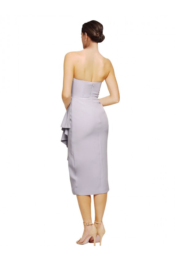 Discount Short Cocktail Length Strapless Formal Crepe Bridesmaid Dress / Prom Dress with Ruffles UK