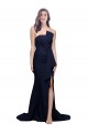 Discount Long Strapless Sweep Train Low Back Crepe Bridesmaid Dress / Prom Dress UK