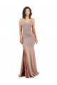 Discount Fishtail Shape V-Neck Formal Crepe Bridesmaid Dress / Prom Dress with Slit UK