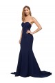 Discount Fit and Flare Sweetheart Long Formal Crepe Bridesmaid Dress / Prom Dress with Sweep Train UK