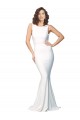 Discount High Neck Low V-Back Long Formal Crepe Bridesmaid Dress / Prom Dress UK