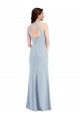 Discount Open Back Halter Maxi Formal Crepe Bridesmaid Dress / Prom Dress with Draped Bow UK