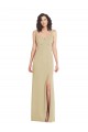 Discount Wide Strap Slash Cutout Empire Formal Crepe Bridesmaid Dress / Prom Dress with Front Slit UK