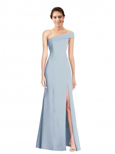 Discount Asymmetrical Off the Shoulder Cuff Trumpet Formal Crepe Bridesmaid Dress / Prom Dress With Front Slit UK