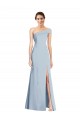 Discount Asymmetrical Off the Shoulder Cuff Trumpet Formal Crepe Bridesmaid Dress / Prom Dress With Front Slit UK