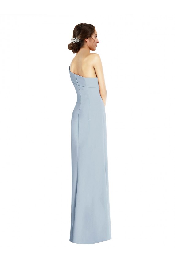 Discount Asymmetrical Off the Shoulder Cuff Trumpet Formal Crepe Bridesmaid Dress / Prom Dress With Front Slit UK