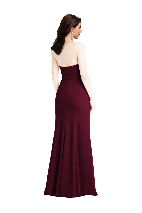 Discount Strapless Crepe Maxi Bridesmaid Dress / Prom Dress with Front Slit UK