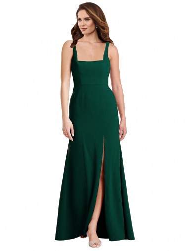 Discount Square Neck Trumpet Maxi Bridesmaid Dress / Prom Dress with Front Slit UK