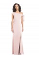 Discount Off the Shoulder Tie Detail Trumpet Formal Crepe Bridesmaid Dress / Prom Dress with Front Slit UK