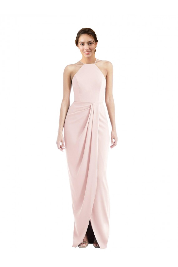 Discount Halter Draped Tulip Skirt Maxi Bridesmaid Dress / Prom Dress UK