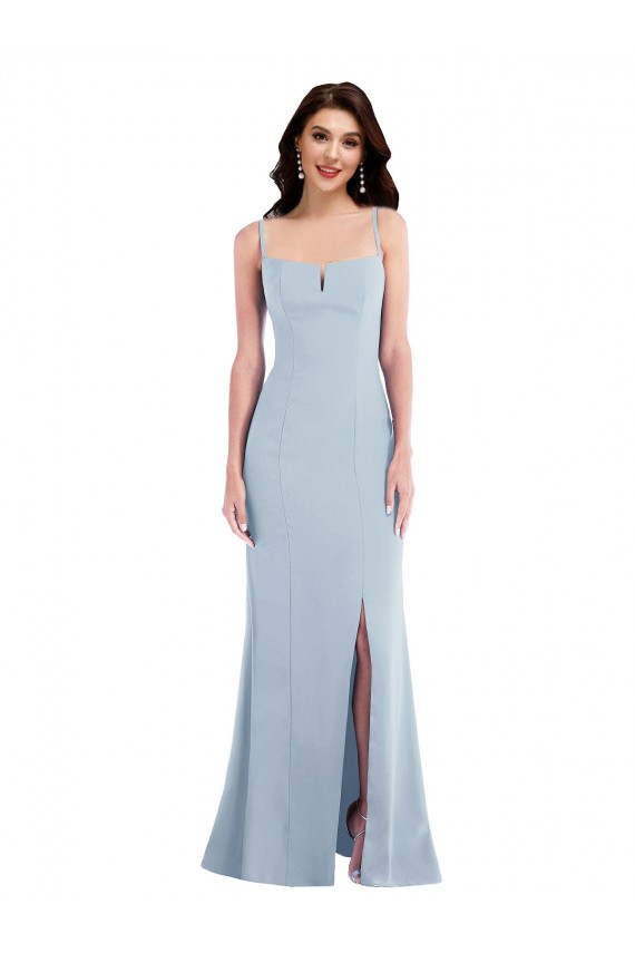 Discount Flattering Trumpet Maxi Formal Crepe Bridesmaid Dress / Prom Dress with Front Slit UK