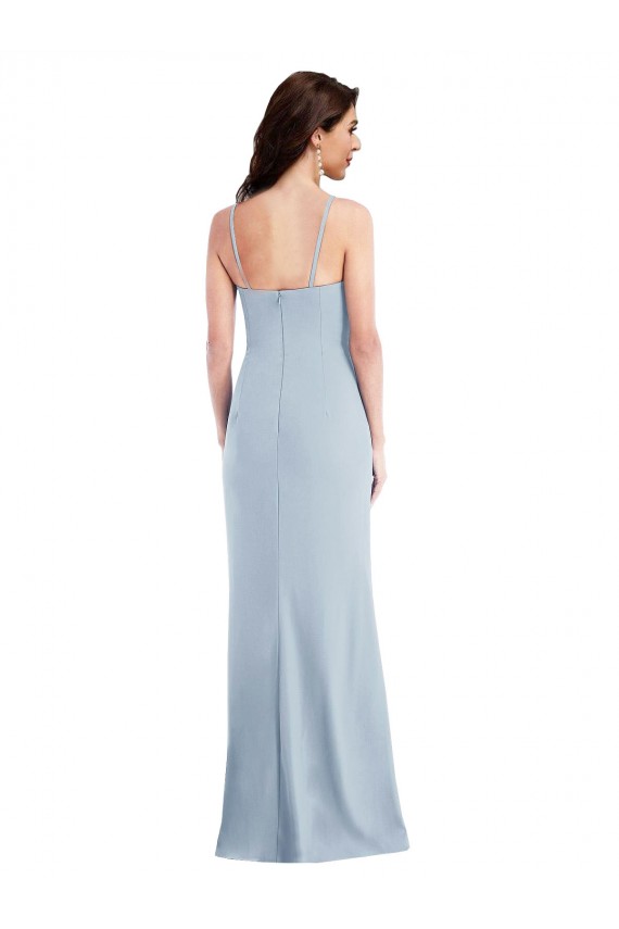 Discount Flattering Trumpet Maxi Formal Crepe Bridesmaid Dress / Prom Dress with Front Slit UK
