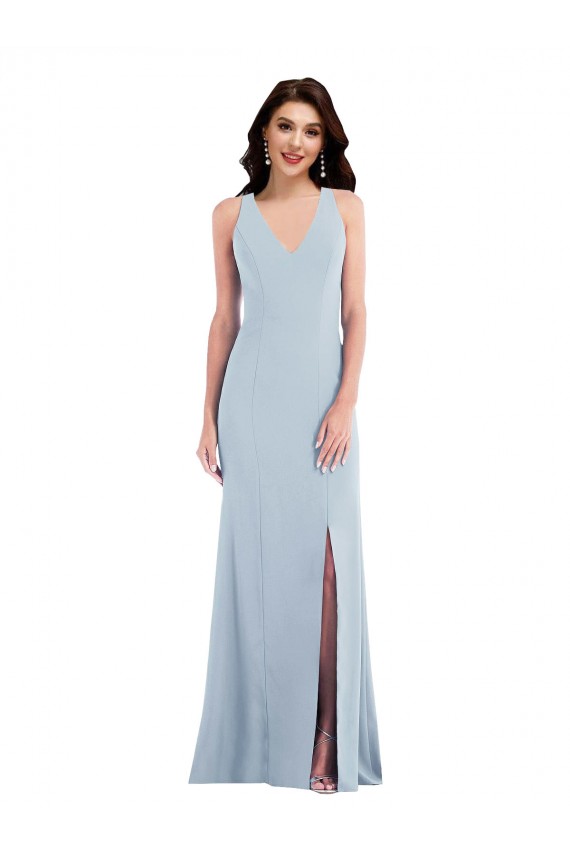 Discount Criss Cross Cutout Back Maxi Bridesmaid Dress / Prom Dress with Front Slit UK