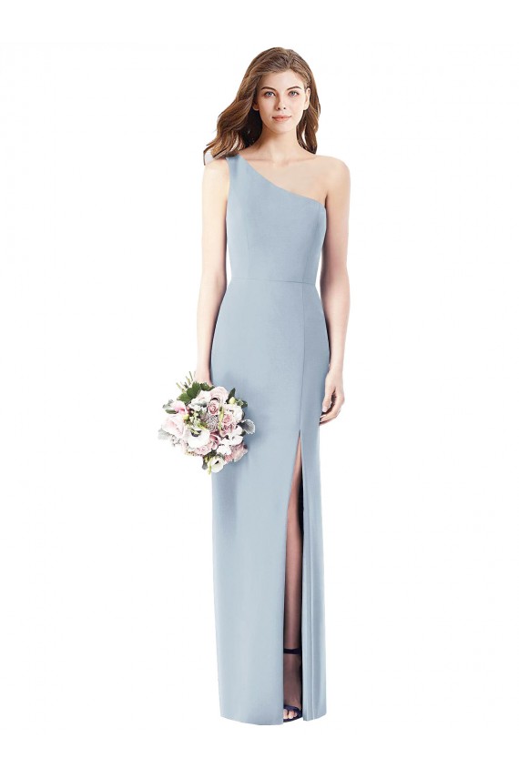 Discount One Shoulder Crepe Trumpet Bridesmaid Dress / Prom Dress with Front Slit UK