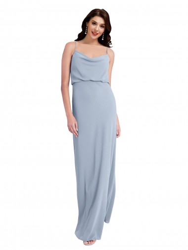 Discount Draped Cowl Neck Long Formal Crepe Bridesmaid Dress / Prom Dress with Spaghetti Straps UK