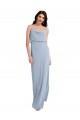 Discount Draped Cowl Neck Long Formal Crepe Bridesmaid Dress / Prom Dress with Spaghetti Straps UK