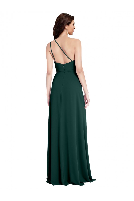 Discount A-Line Slim One Shoulder Formal Crepe Bridesmaid Dress / Prom Dress with Asymmetrical Straps and Side Slit UK