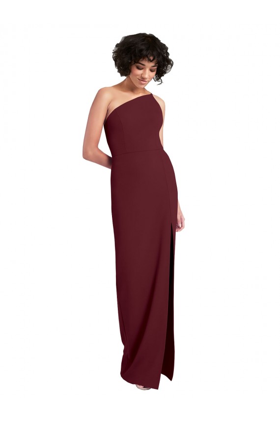 Discount Sleek One Shoulder Long Formal Crepe Bridesmaid Dress / Prom Dress with Daring Slit UK