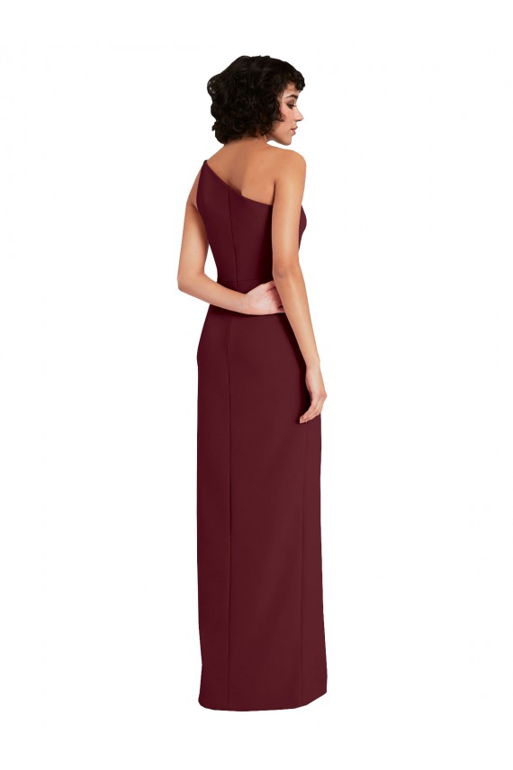 Discount Sleek One Shoulder Long Formal Crepe Bridesmaid Dress / Prom Dress with Daring Slit UK