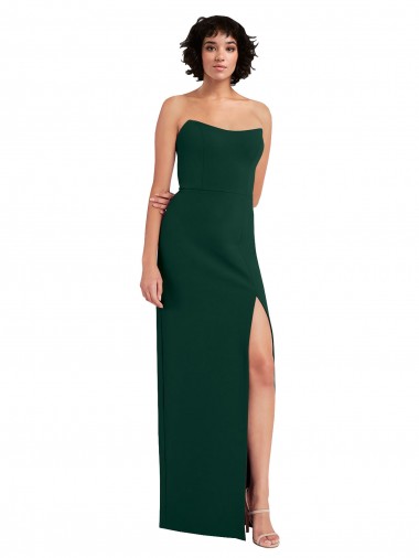 Discount Scooped Strapless Neckline Formal Crepe Bridesmaid Dress / Prom Dress with Side Slit UK