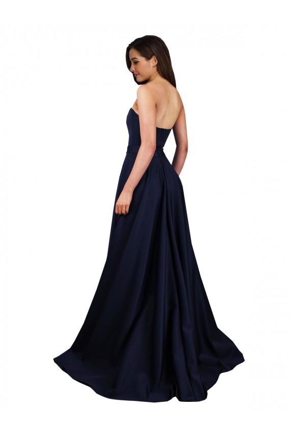 Discount Sweetheart Neckline Low Back Long Formal Crepe Bridesmaid Dress / Prom Dress with High Leg Spit UK