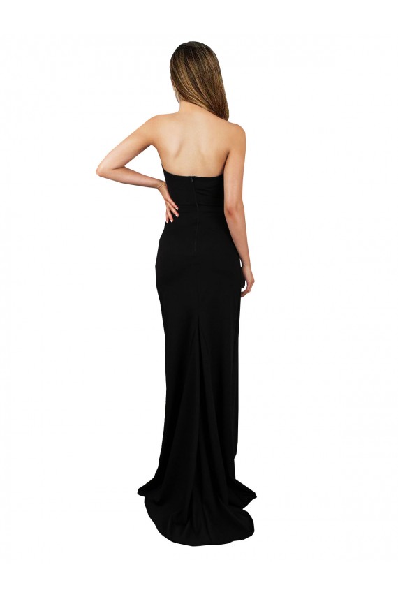 Discount Corset Style Strapless Formal Crepe Bridesmaid Dress / Prom Dress with High Split UK
