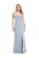 Discount Off the Shoulder Tuxedo Maxi Bridesmaid Dress / Prom Dress with Front Slit UK