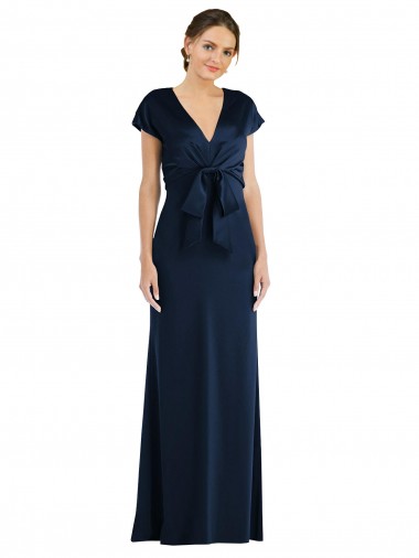 Discount Soft Bow Blouson Bodice Trumpet Formal Crepe Bridesmaid Dress / Prom Dress UK