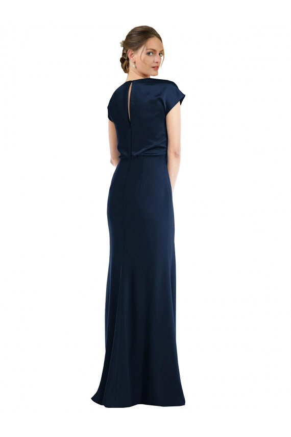 Discount Soft Bow Blouson Bodice Trumpet Formal Crepe Bridesmaid Dress / Prom Dress UK