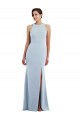 Discount Cutout Open Back Halter Maxi Formal Crepe Bridesmaid Dress / Prom Dress with Scarf Tie UK