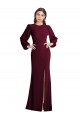 Discount Puff Sleeves Long Maxi Briddesmaid Dress with Cutout Tie Back UK