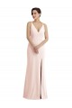 Discount Skinny Strap Deep V-Neck Trumpet Formal Crepe Bridesmaid Dress / Prom Dress with Front Slit UK
