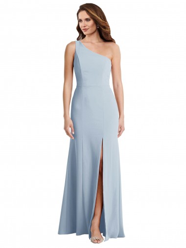 Discount Bold One Shoulder Trumpet Maxi Formal Crepe Bridesmaid Dress / Prom Dress UK