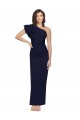 Discount Ruched Floor Length Long Formal Crepe Bridesmaid Dress / Prom Dress with Shoulder Ruffles UK