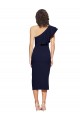 Discount Ruched Midi Length Short Cocktail Formal Crepe Bridesmaid Dress / Prom Dress with Shoulder Ruffles UK