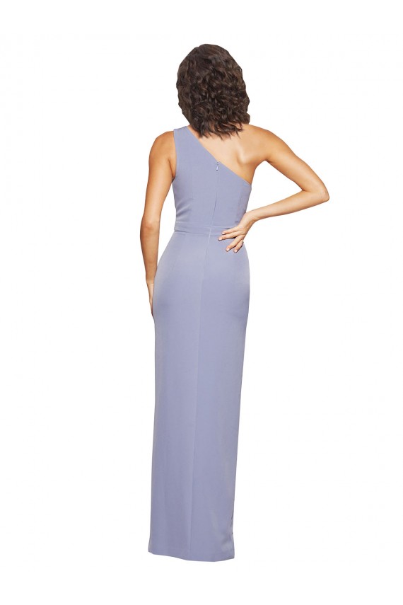 Discount Floor Length One Shoulder Formal Crepe Bridesmaid Dress / Prom Dress with Pencil Skirt and Side Split UK