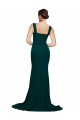 Discount Fitted Square Neck Long Crepe Bridesmaid Dress / Prom Dress with Train and Side Split UK