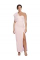 Discount One Shoulder Tulle Overlay Sweetheart Neckline Long Formal Crepe Bridesmaid Drss with Thigh Split UK