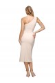Discount Midi Length One Shoulder Formal Crepe Bridesmaid Dress / Cocktail Prom Dress with Thigh High Side Split UK