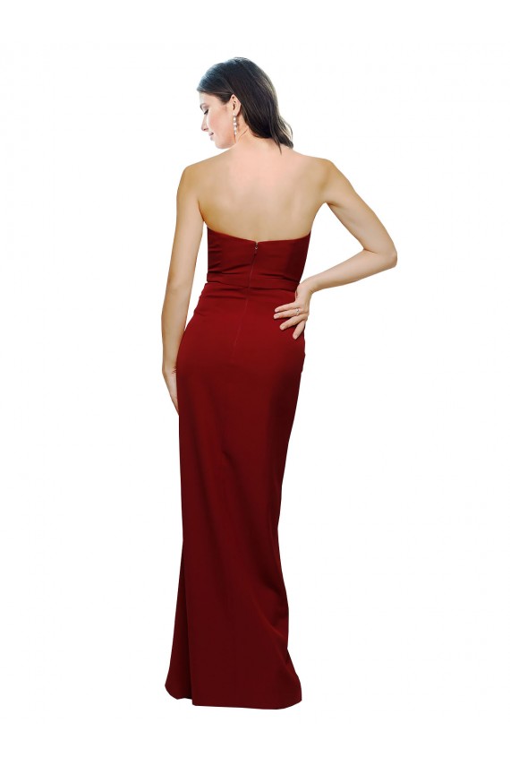 Discount Straight Pencil Skirt Long Sweetheart Formal Crepe Bridesmaid Dress / Prom Dress with High Side Split UK